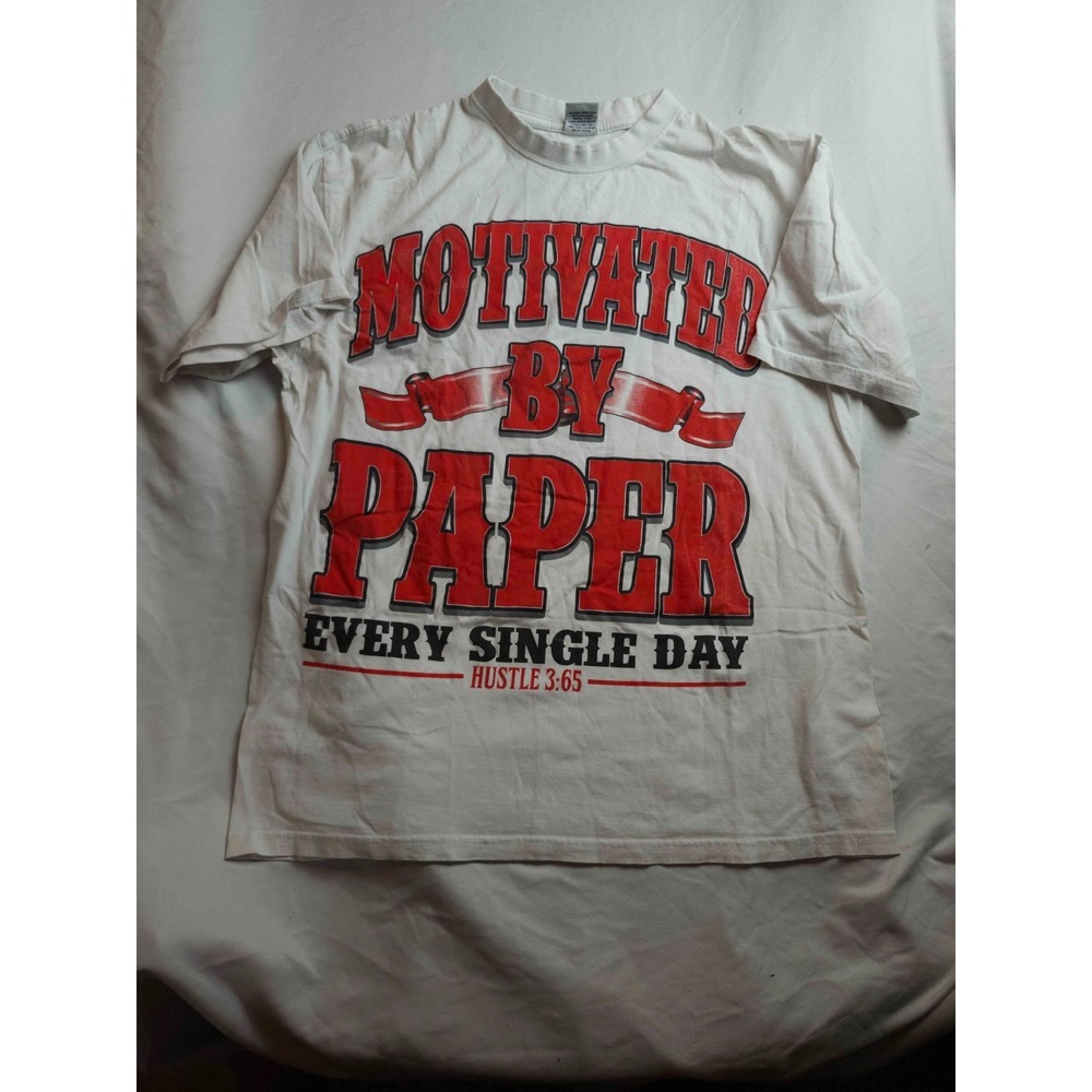 Icedout Graphic Shirt Mens Large White Knit Motivated By Paper Hustle Streetwear
